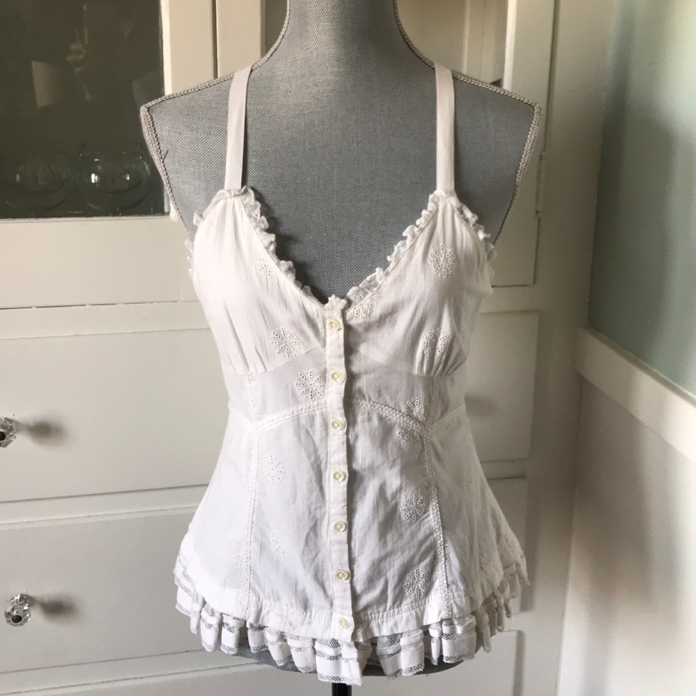 Jessica Simpson white eyelet tank top white Medium